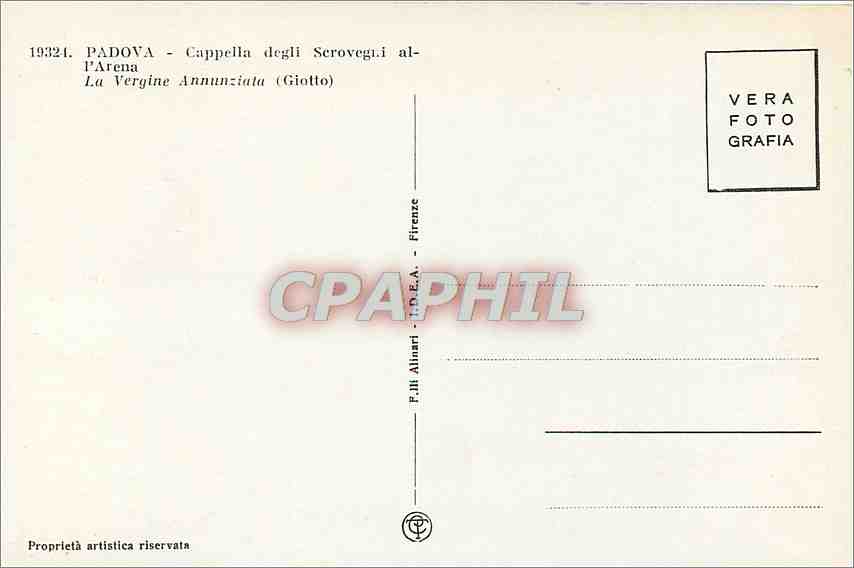 CPA Padova Cappella degli Scrovegni all'Arena La Vergine Annunziata Giotto  — Rückseite