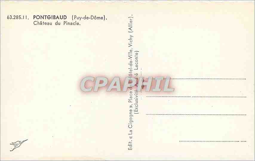 CPM Pontgibaud Puy de Dome Chateau du Pinacle  — Rückseite