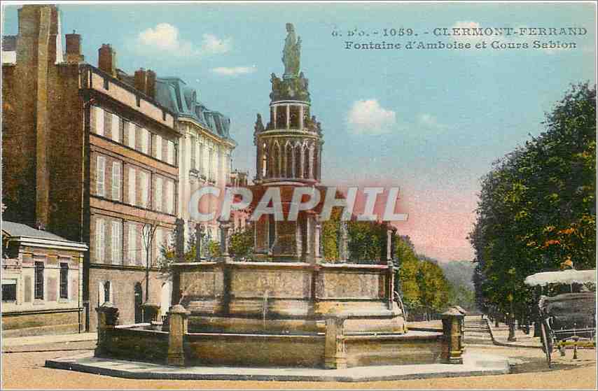 Fontaine d'Amboise et Cours Sablon — Clermont-Ferrand — éditeur J. Gouttefanges (P.-de-D.)