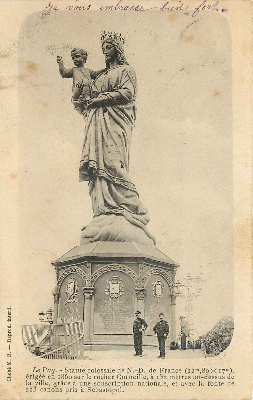 Le Puy - Statue colossale de N.-D. de France — éd. Marguerite Redmond, n° 43