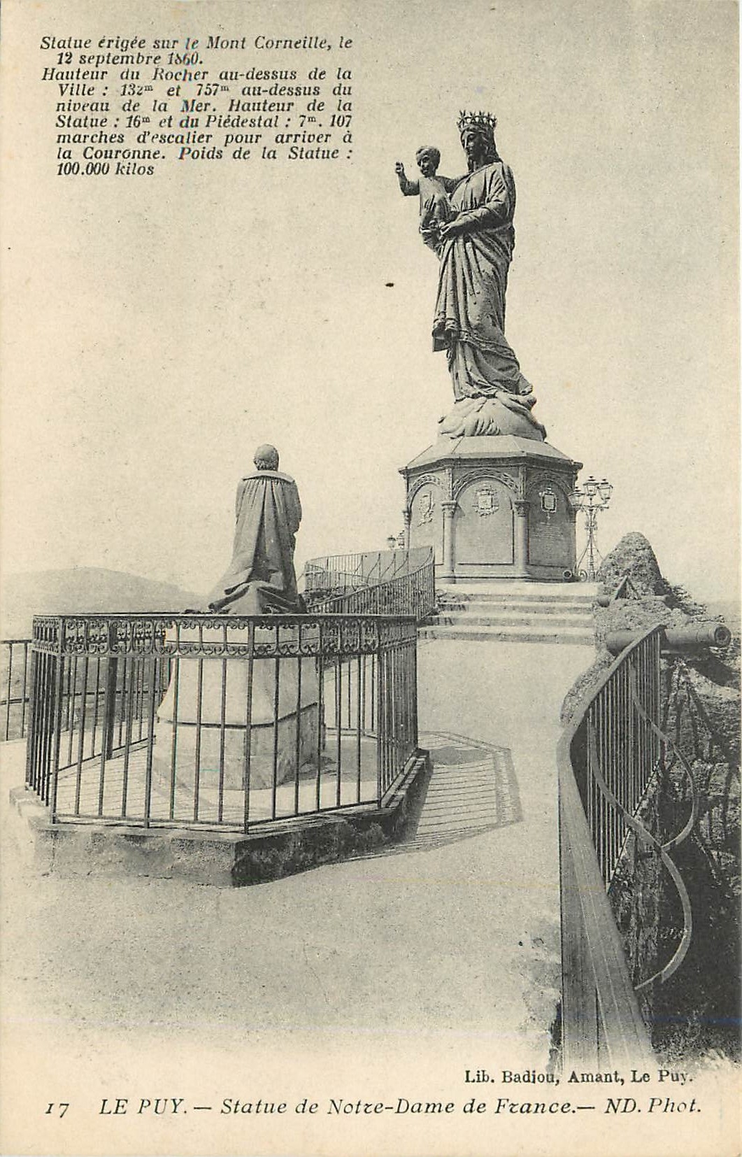 Statue de Notre-Dame de France — Le Puy — Lib. Badiou, Amant