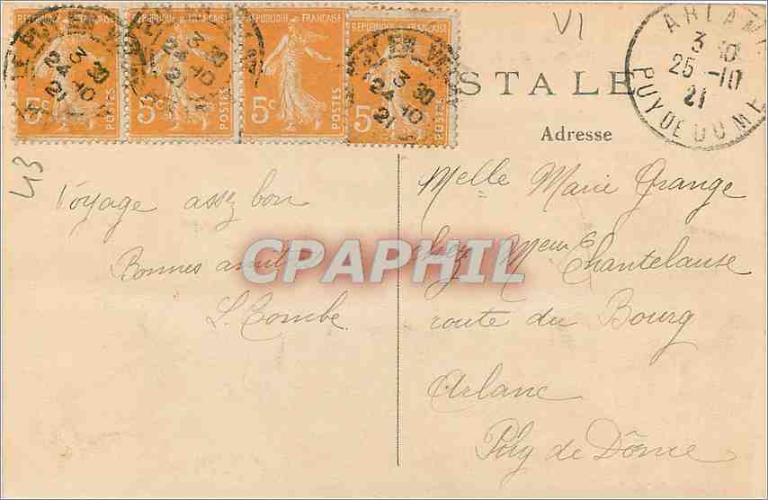 CPA Le Puy  en Velay Hte Loire Vue prise d'Espaly Rocher d'Aiguilhe  — Verso