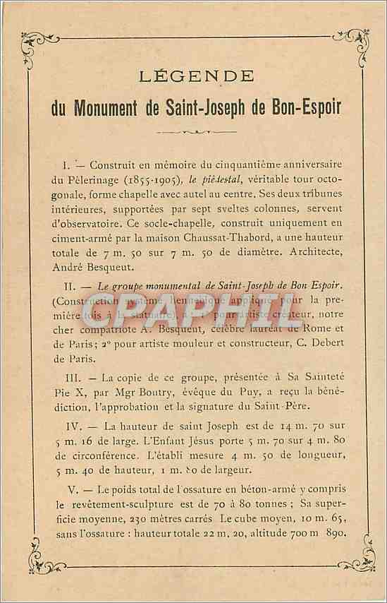 CPA Souvenir du Jubile 1910 et de Benediction de la Statue de St Joseph  — Rückseite