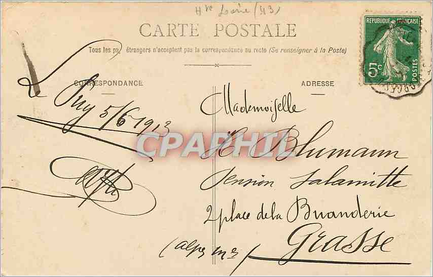 CPA Le Puy  Hte Loire Vue Generale prise du Rocher d'Espaly  — Verso