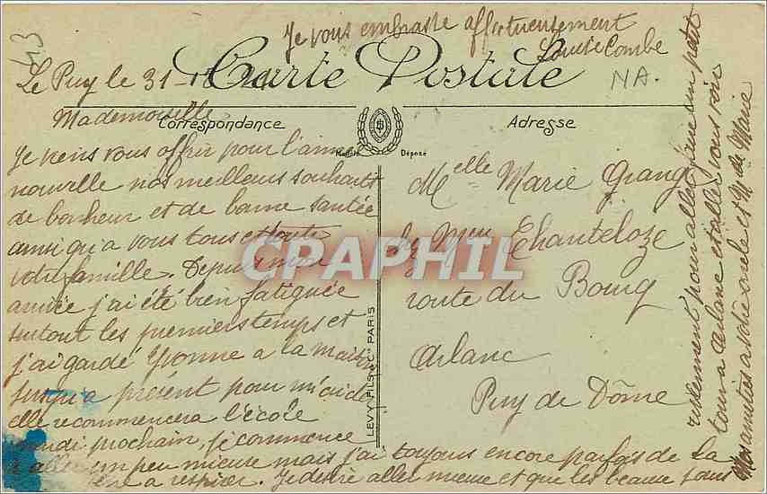CPA Le Puy  Le Jardin Public du Fer a Cheval  — Rückseite