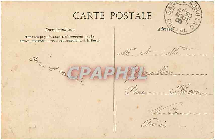 CPA Le Cantal Pittoresque Cirque de Mandailles  — Rückseite