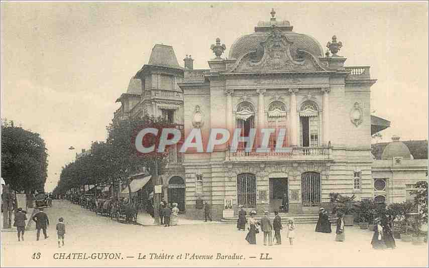 CPA Chatel Guyon Le Theatre et l'Avenue Baraduc 