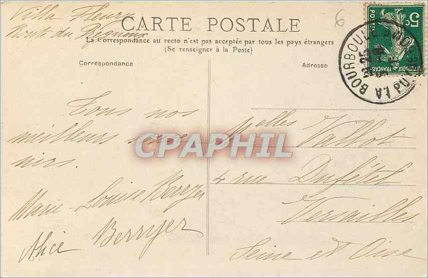 CPA La Bourboule le Casino et Place de l'Hotel de Ville  — Rückseite