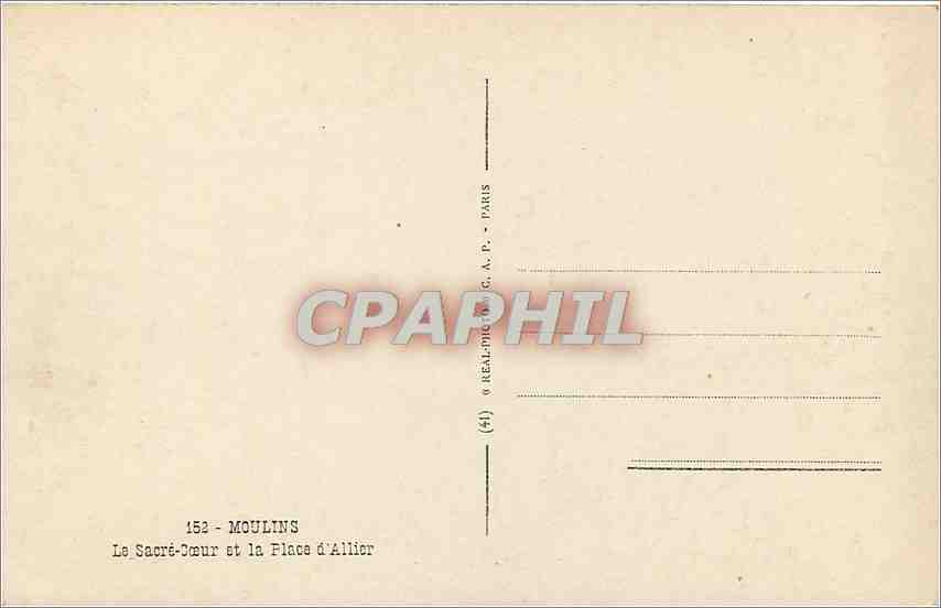CPM Moulins Le Sacre Coeur et la Place d'Allier  — Verso