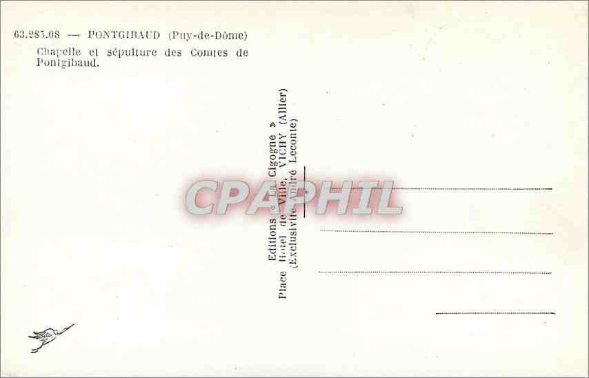 CPM Pontgibaud Puy de Dome Chapelle et sepulture des comtes de Pontgibaud — Rückseite