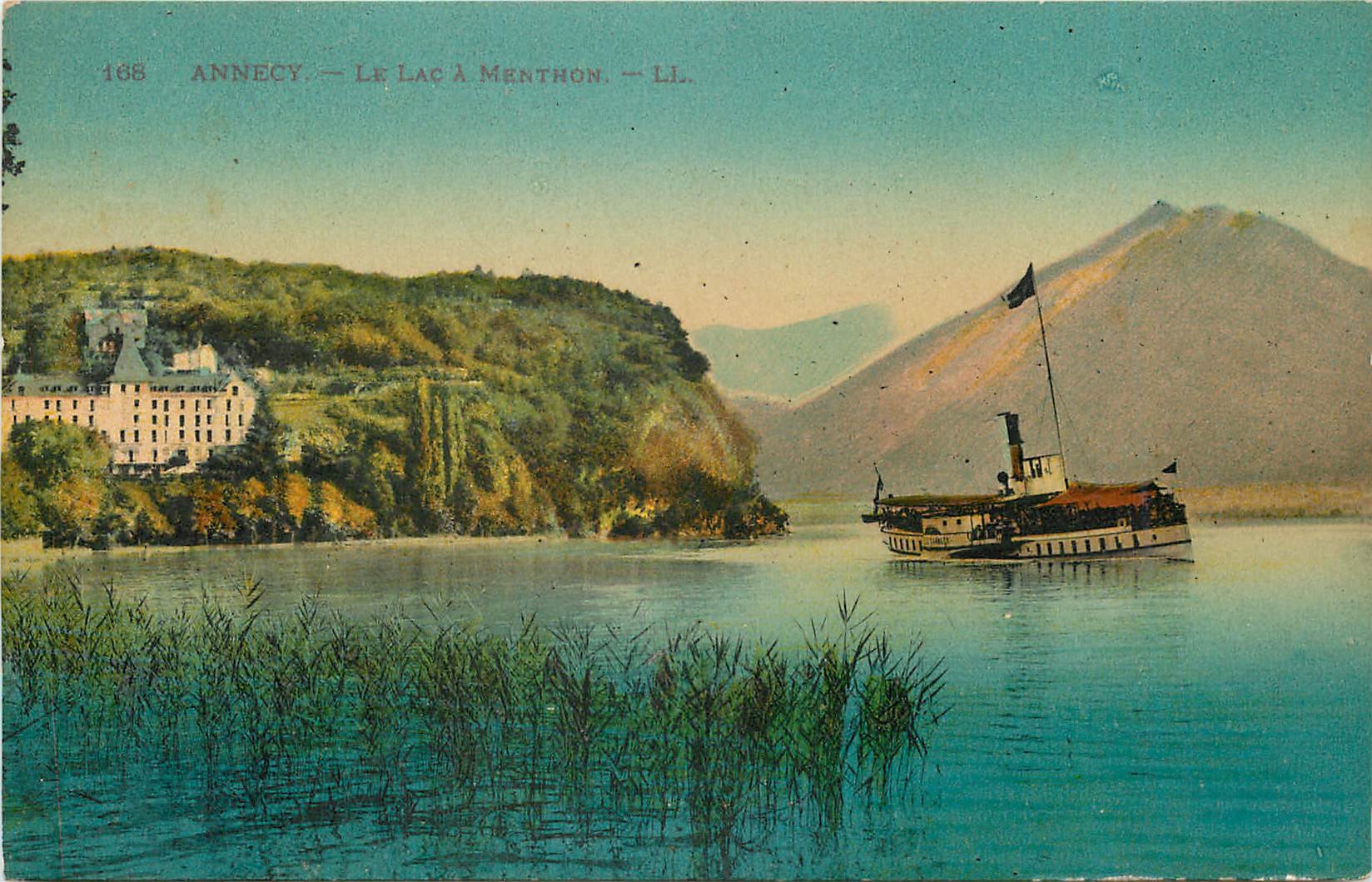 Annecy — Le Lac à Menthon — LI. — Éditeur Lévy et Neurdein, n° 168