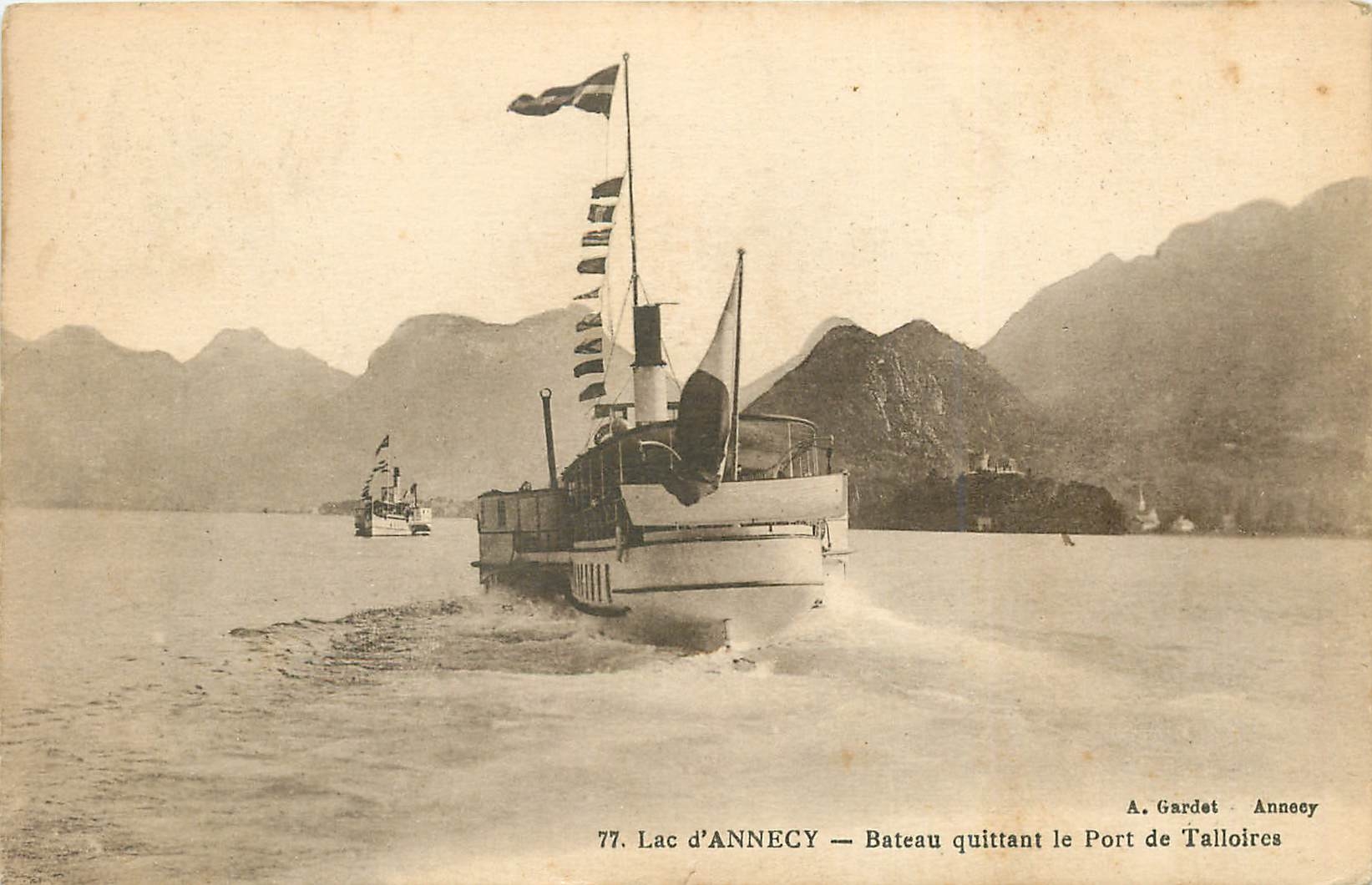 Lac d'ANNECY — Bateau quittant le Port de Talloires — A. Gardet Annecy