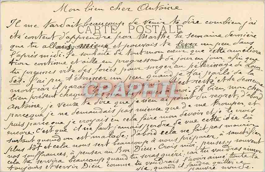 CPA Neris les Bains Allier Chapelle de Saint Joseph et la Grotte  — Verso