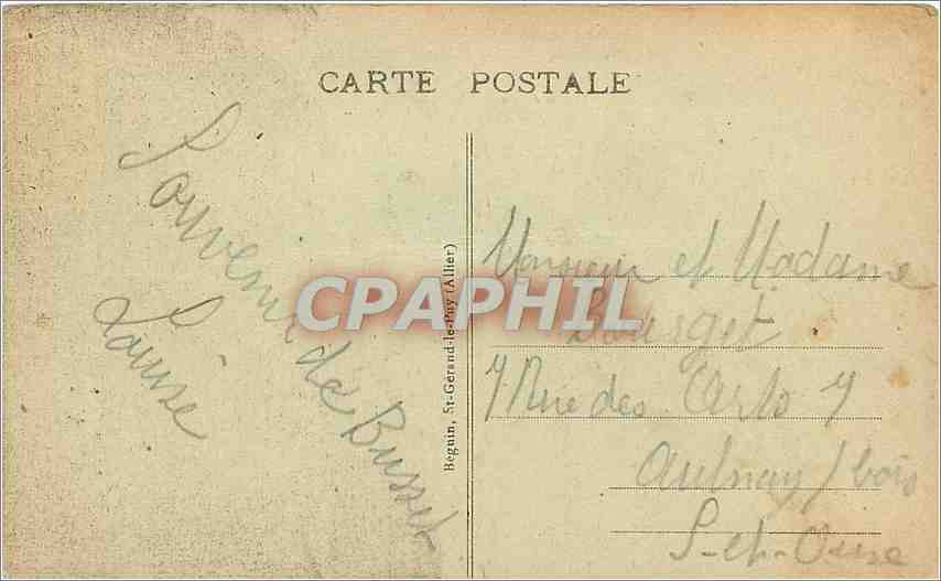 CPA Bourbonnais Environs de Vichy Chateau de Busset  — Rückseite