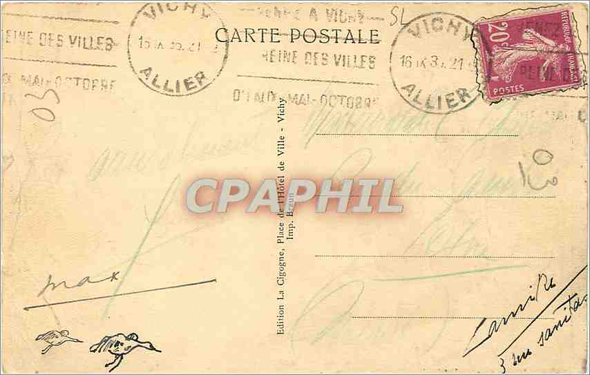 CPA Vichy Le Hall du Casino  — Verso