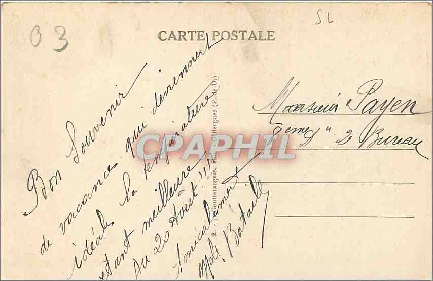 CPA Vichy le Hall de l'Ariequin du Grand Casino  — Rückseite