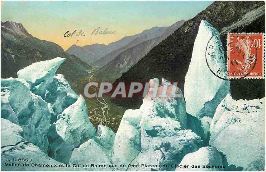CPA Vallee de Chamonix et le Col de Balme vus du 2me Plateau du Glacier des Bossons 