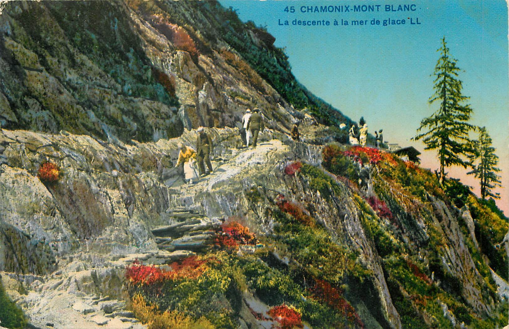 CPA Chamonix Mont Blanc La descente a la mer de glace 