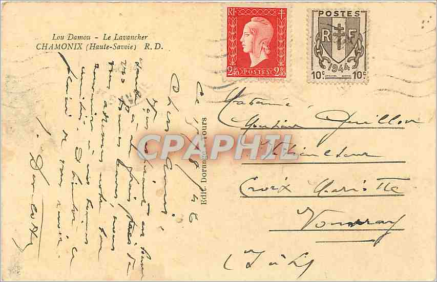 CPA Lou Damou Le Lavancher Chamonix Haute Savoie  — Verso