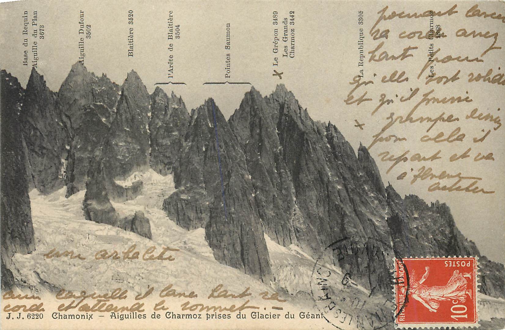 CPA Chamonix Aiguilles de Charmoz prises du Glacier du Geant 