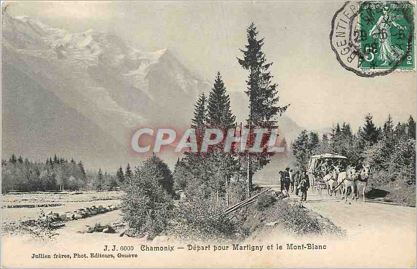 Chamonix — Départ pour Martigny et le Mont-Blanc — Jullien frères, Phot. Editeurs, Genève