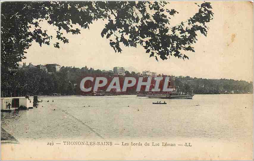 CPA Thonon les Bains Les Bords du Lac Leman Bateau