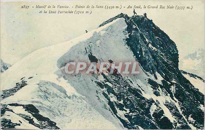 CPA Massif de la Vanoise Pointe de la Sana Au fond le Grand Roc Noir et la Dent Parrachee 