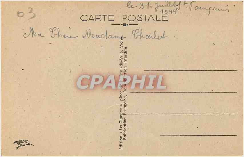 CPA Vichy Vue generale prise en avion  — Verso