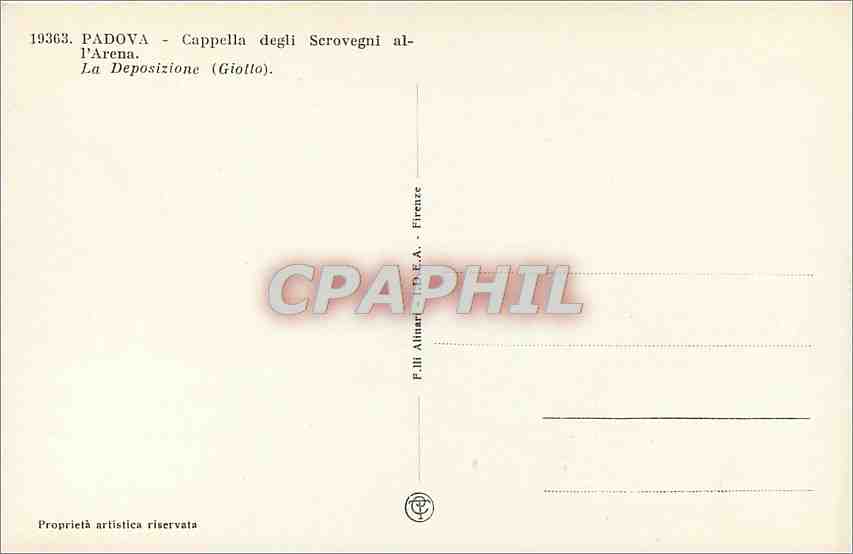 CPA Padova Cappella degli Scrovegni All'Arena La Deposizione  — Verso