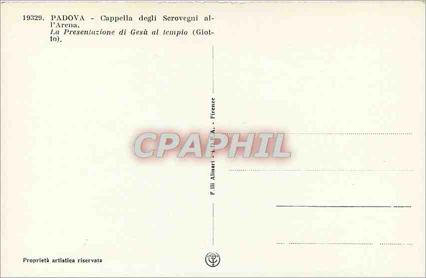 CPA Padova Cappella degli Scrovegni All'Arena La Presentazione di Gesu al tempio  — Rückseite