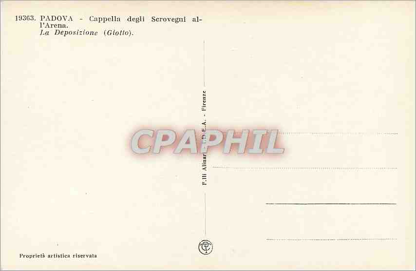 CPA Padova Cappella degli Scrovegni All'Arena La Deposizione  — Rückseite