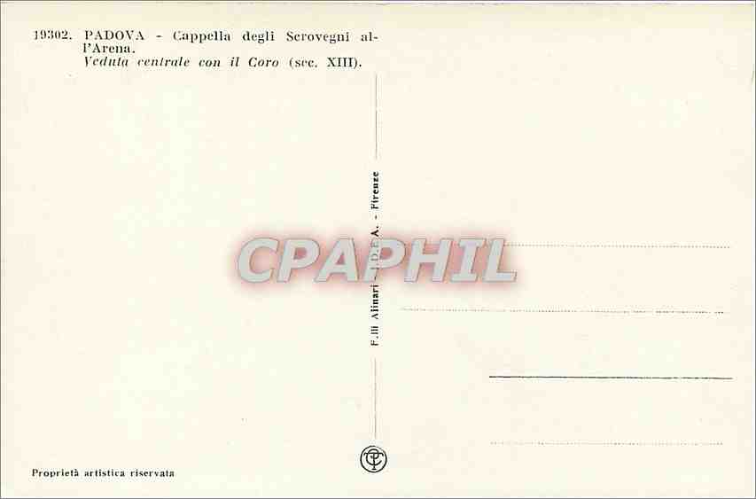 CPA Padova Cappella degli Scrovegni All'Arena Veduta centrale con il Coro  — Rückseite