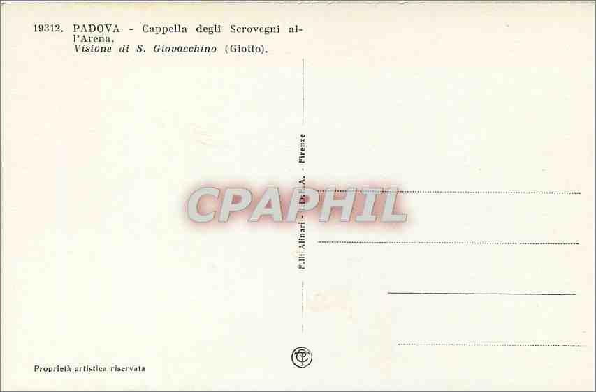 CPA Padova Cappella degli Scrovegni All'Arena Visione di S Giovacchino  — Rückseite