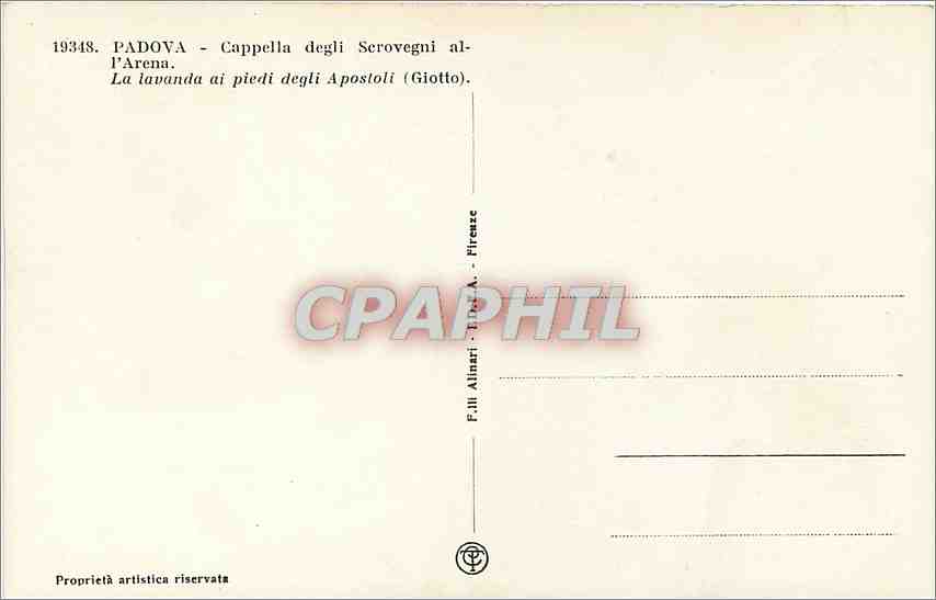 CPA Padova Cappella degli Scrovegni All'Arena La Lavanda ai piedi degli Apostoli  — Rückseite