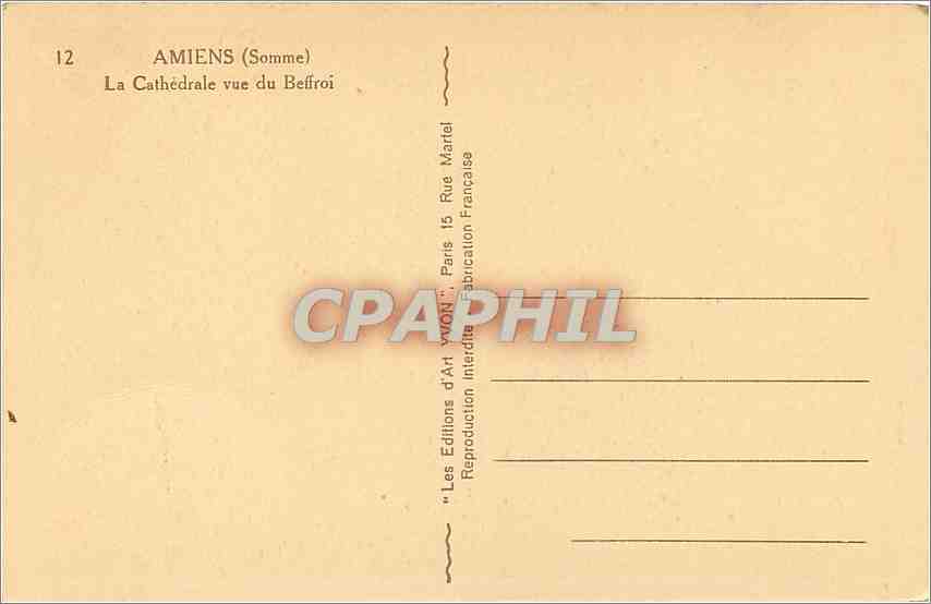 CPA Amiens Somme La Cathedrale  — Rückseite
