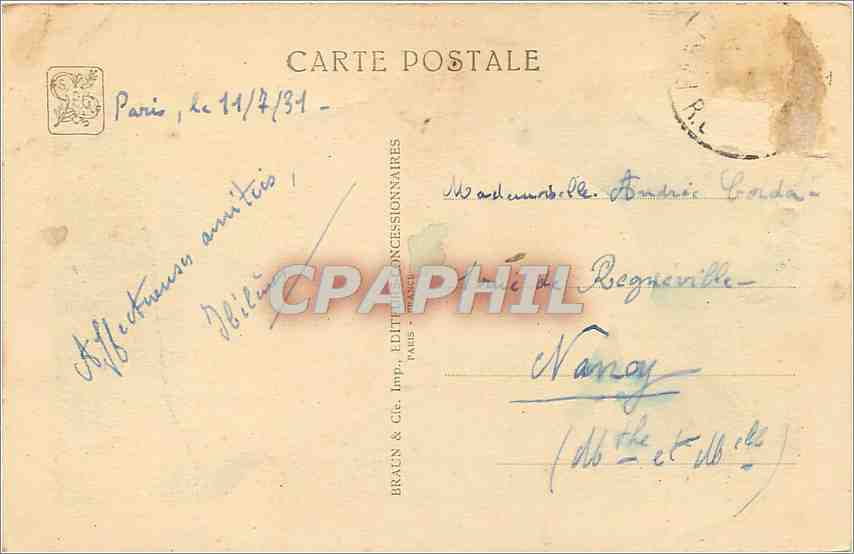 Exposition Coloniale Internationale — Paris 1931 — Palais de l'A.O.F. — Le Lac, Les Terrasses du Restaurant, Le Palais — Rückseite