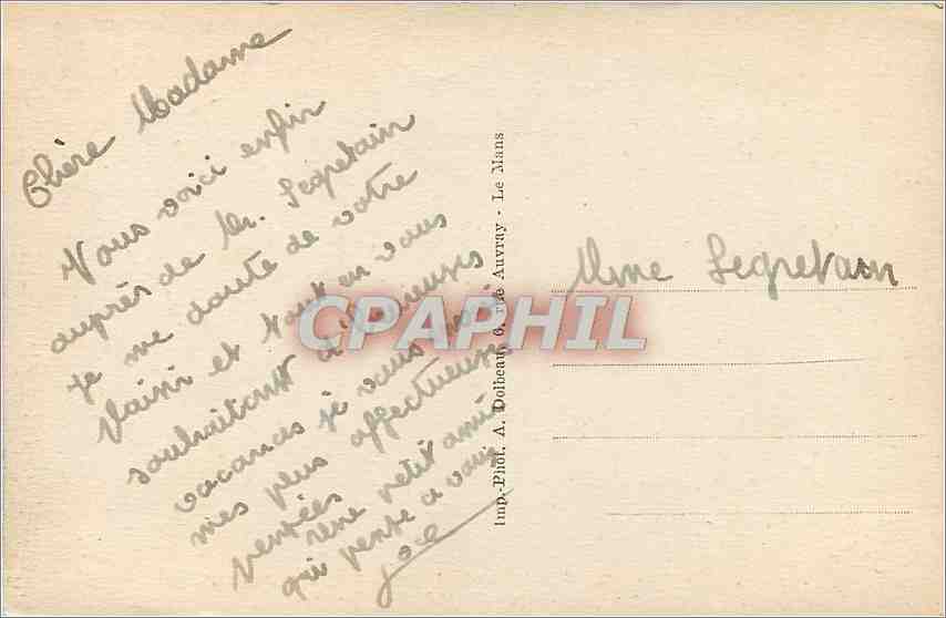 CPA Costumes Sarthois Le Pere Queru et Maitresse Chantepie chez Gautupeau  — Verso