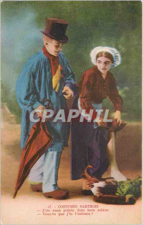 CPA Costumes Sarthois Folklore