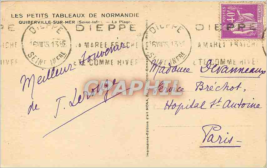 CPA Quiberville sur Mer Seine Inf La Plage  — Rückseite