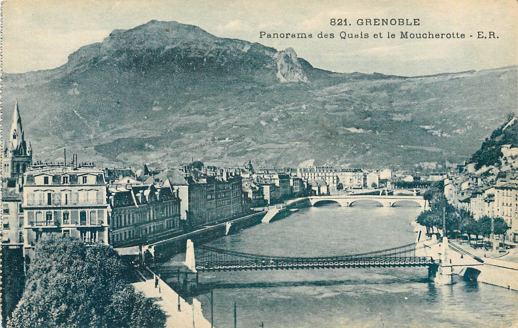 CPA Grenoble Panorama des Quais et le Moucherotte 