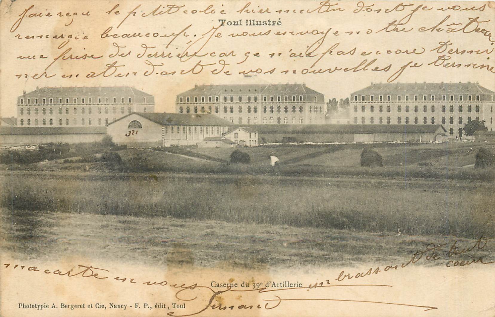 Caserne du 39e d'Artillerie — Toul illustré — Phototypie A. Bergeret et Cie, Nancy