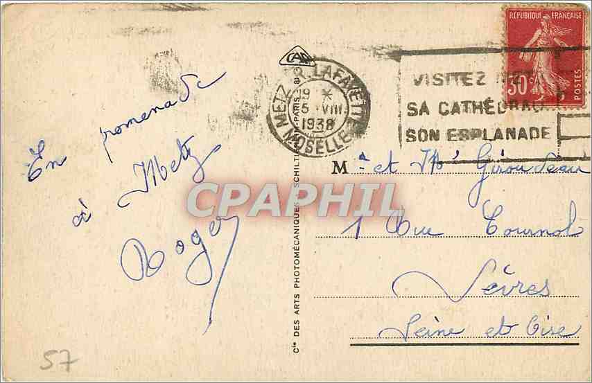 CPA Metz Le Pont Moyen Tramway — Rückseite