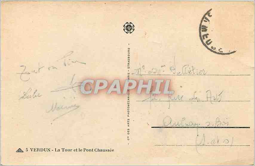 CPA Verdun La Tour et le Pont Chaussee  — Rückseite