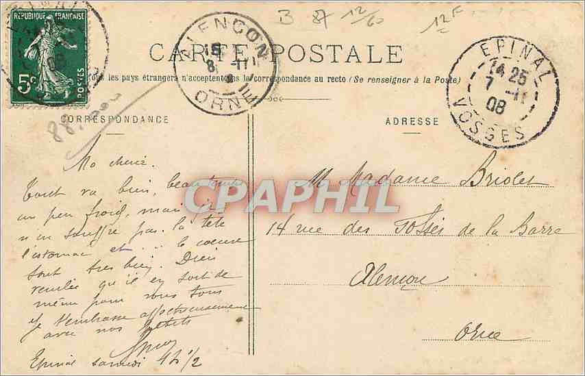 CPA Epinal Quai des Bons Enfants Rue des Petites Boucheries Tramway — Back