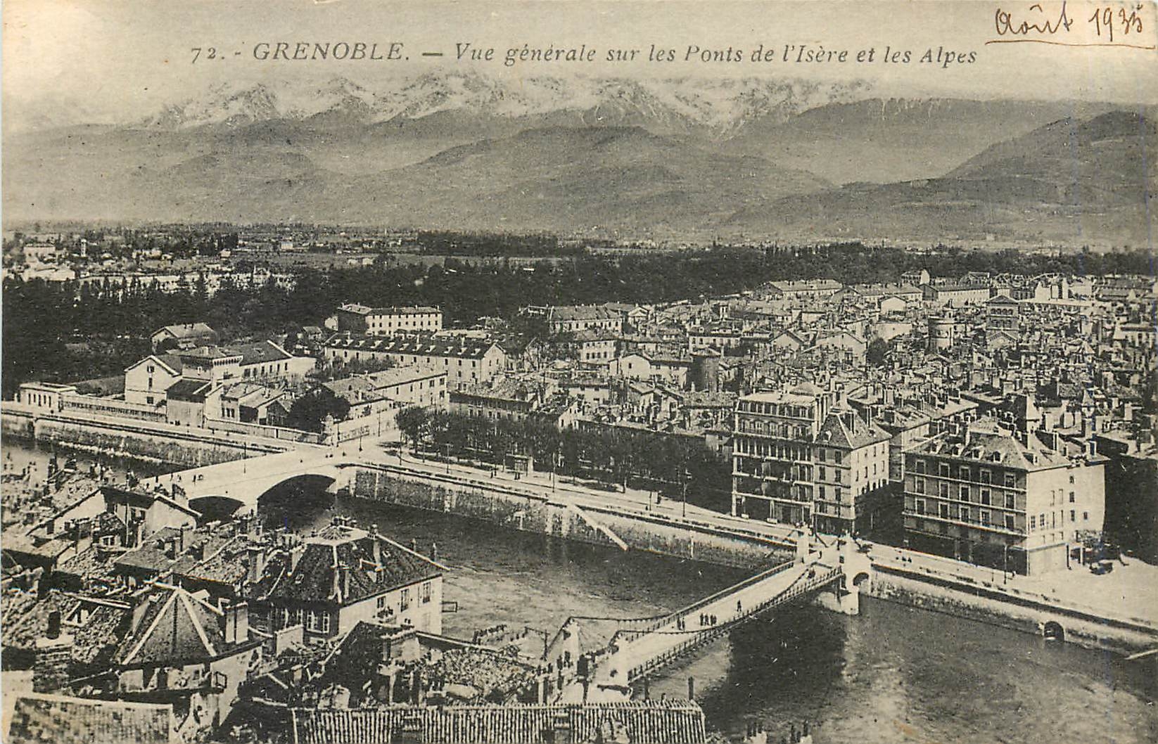 Grenoble — Vue générale sur les Ponts de l'Isère et les Alpes — Éditions Victor Hugo