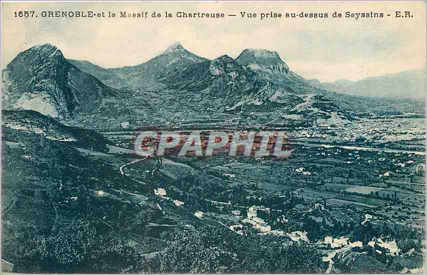 Grenoble et le Massif de la Chartreuse — Vue prise au-dessus de Seyssins — E.R.