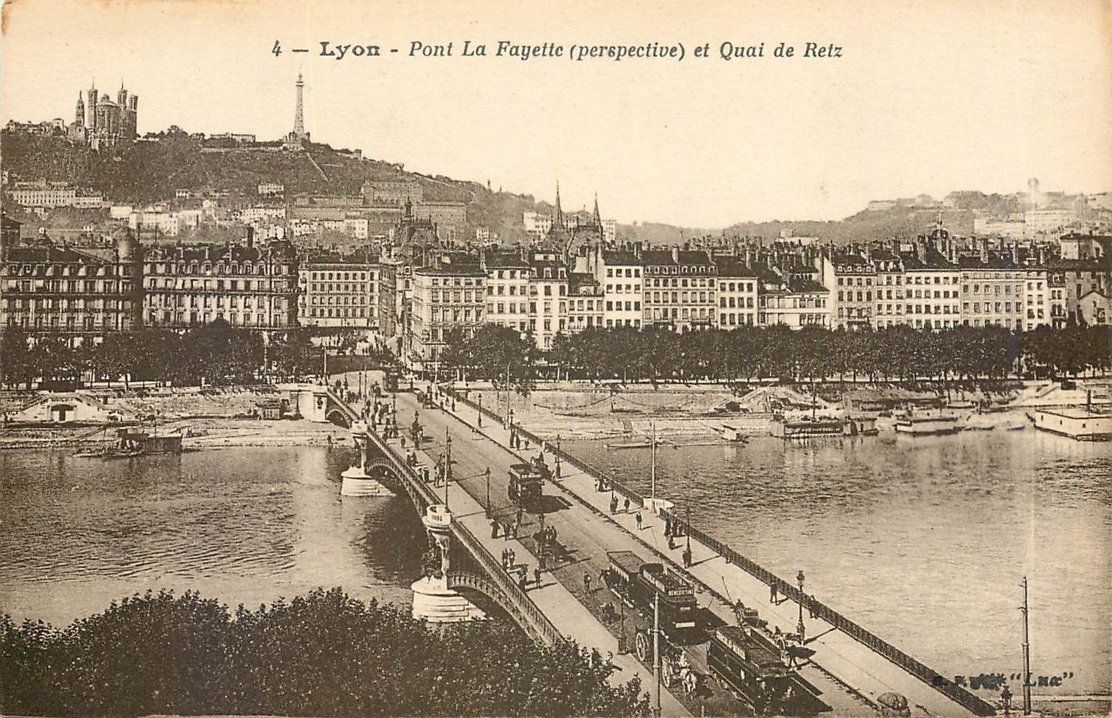CPA Lyon Pont La Fayette perspective et Quai de Retz 