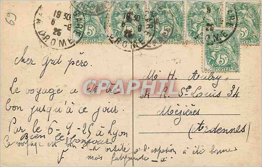 CPA Lyon Pont Gallieni Bel affranchsisements Type Blanc 5c — Verso