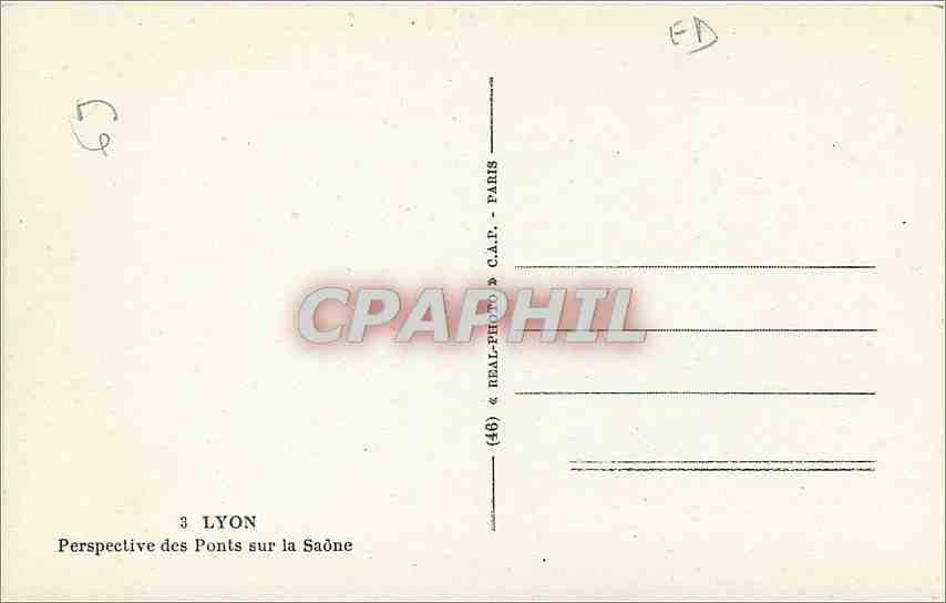 CPA Lyon Perspective des Ponts sur la Saone  — Verso
