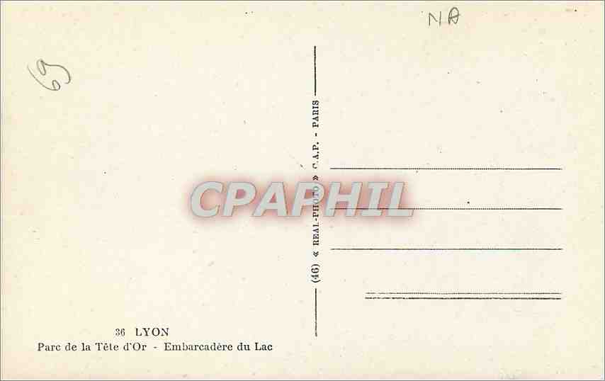 CPA Lyon Parc de la Tete d'Or Embarcadere du Lac  — Verso